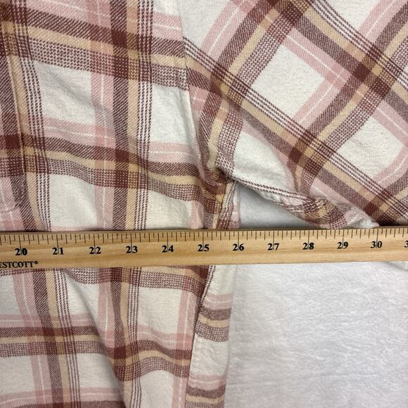 VTG Abercrombie & Fitch 90s Oversized Flannel Shirt Men XL Cream Pink Plaid Y2K - Picture 4 of 8